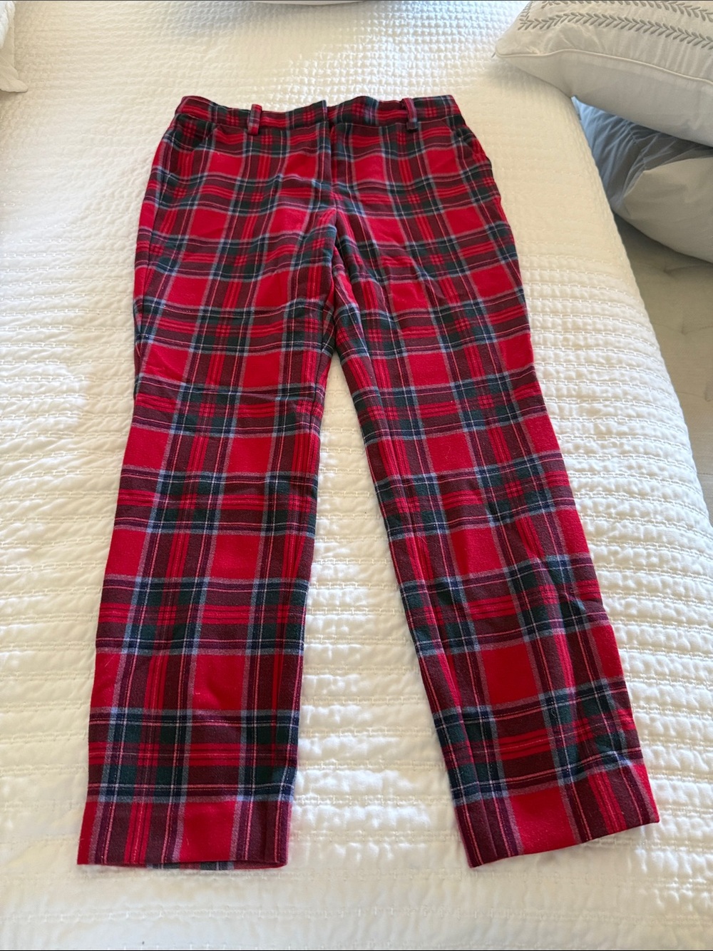 Vineyard Vines Red, Navy and Green wool holiday Trousers w/touch of metallic